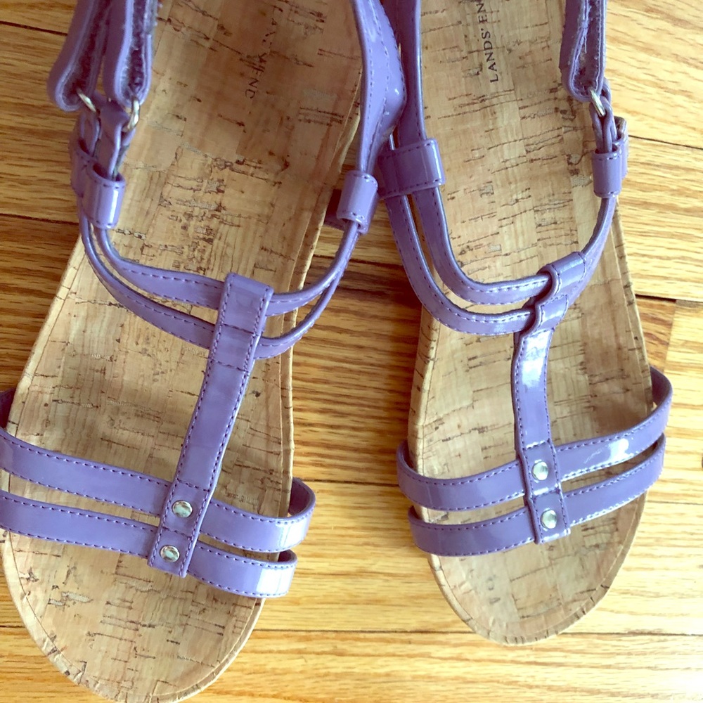 Hardly used Lands End cork lilac colored sandals